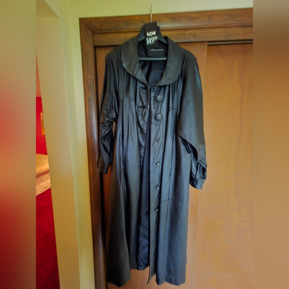 Black Leather Men's Coat